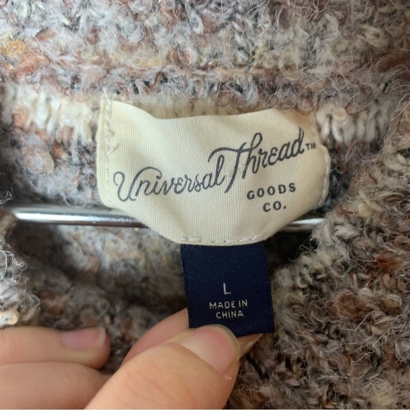 [Universal Thread] Brown & Gray  Striped Mock Neck Longline Pullover Sweater - Picture 5 of 7